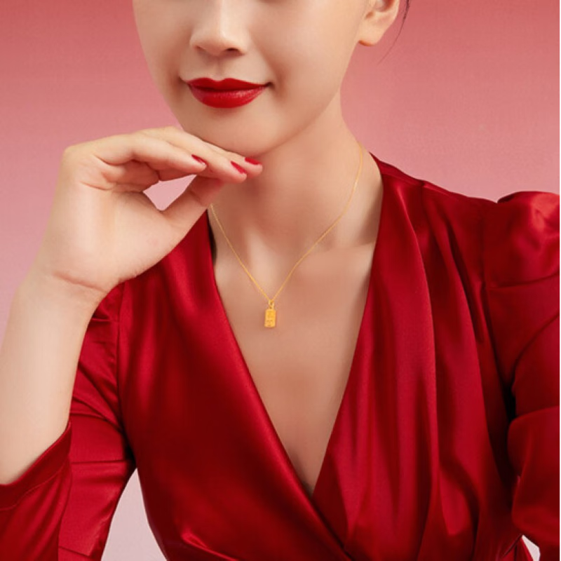 百福泉暴富招财小金条项链女2022新款小众轻奢高级感带链